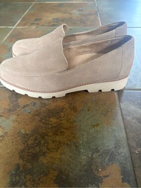 Vionic Women's Suede Slip-On Loafers in Taupe Beige